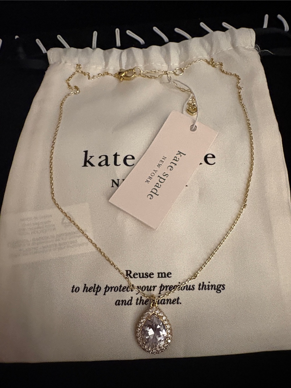 Kate Spade brilliant statement pave halo necklace in Gold nwt